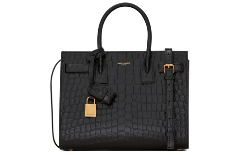 SAINT LAURENT SAC DE JOUR Crocodile Pattern Leather Trunk Bag, Tote Bag, Shopping Bag, Handbag Small Women's Black 421863DZEAW1000 size 26*12.5*20.5 cm