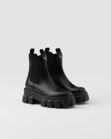 PRADA Moonlith Brushed Leather Ankle Boots