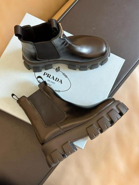 PRADA Moonlith Brushed Leather Ankle Boots