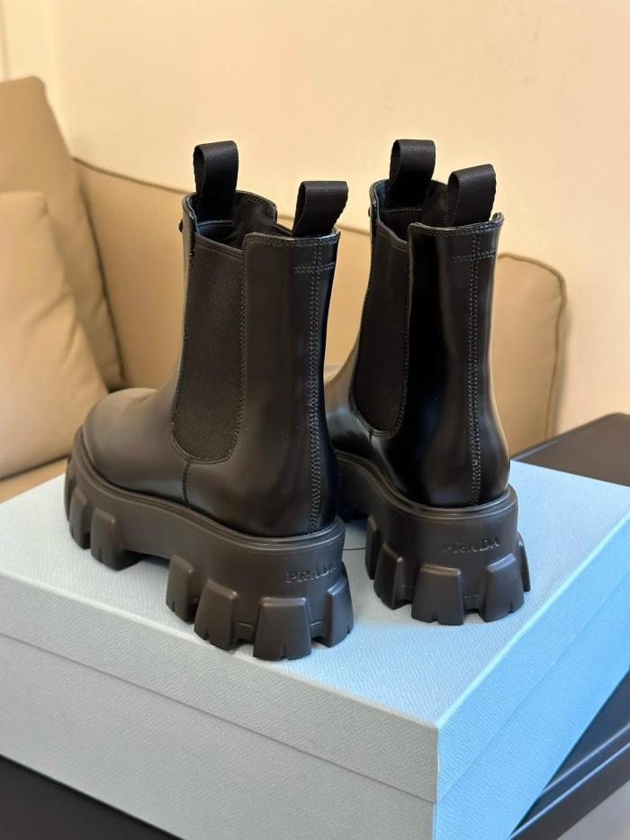 PRADA Moonlith Brushed Leather Ankle Boots