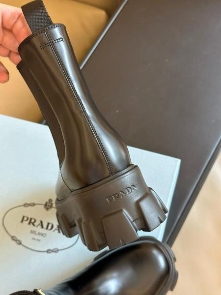 PRADA Moonlith Brushed Leather Ankle Boots