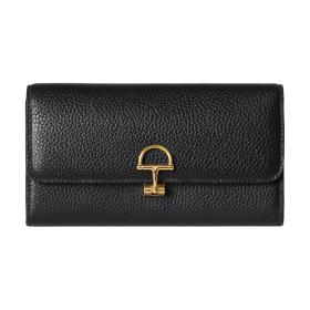 GUCCI Grain Leather Wallet Women's Black