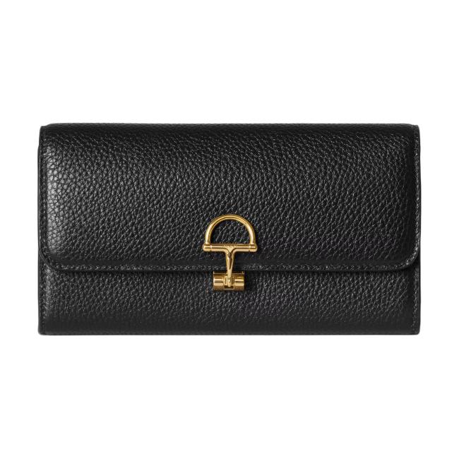GUCCI Grain Leather Wallet Women's Black