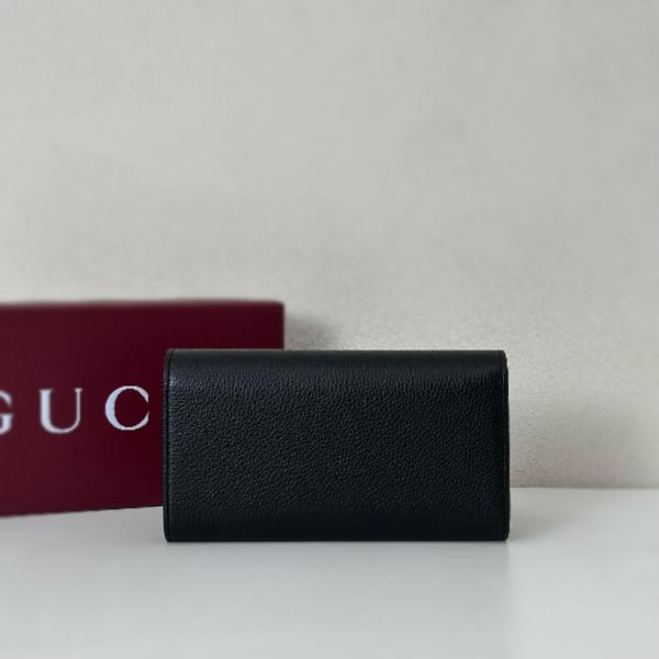 GUCCI Grain Leather Wallet Women's Black