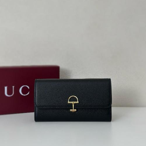 GUCCI Grain Leather Wallet Women's Black