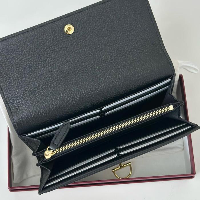 GUCCI Grain Leather Wallet Women's Black