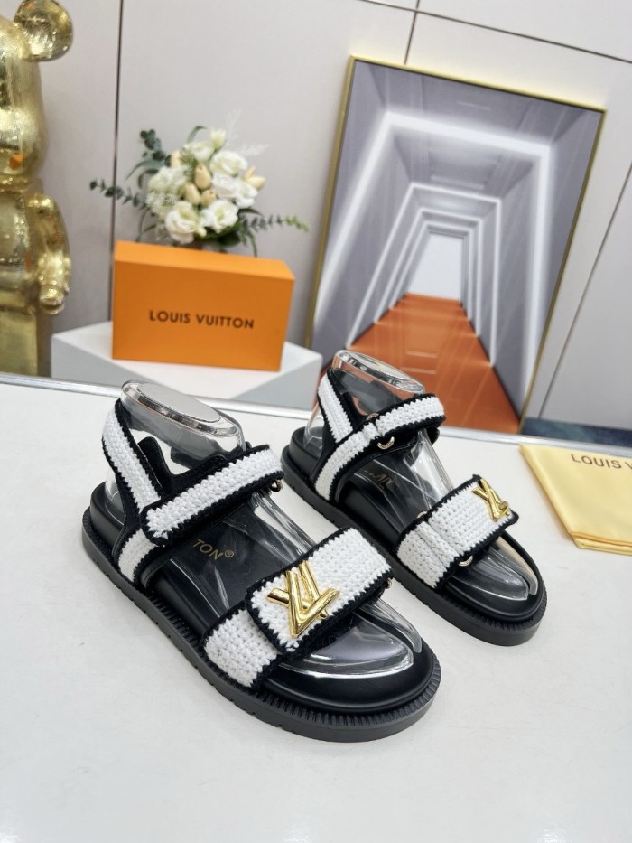 LOUIS VUITTON Sunset Comfort One Strap Sandals Women's Black