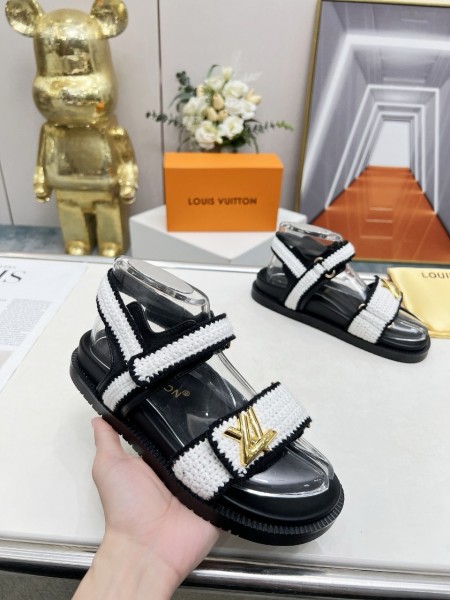 LOUIS VUITTON Sunset Comfort One Strap Sandals Women's Black