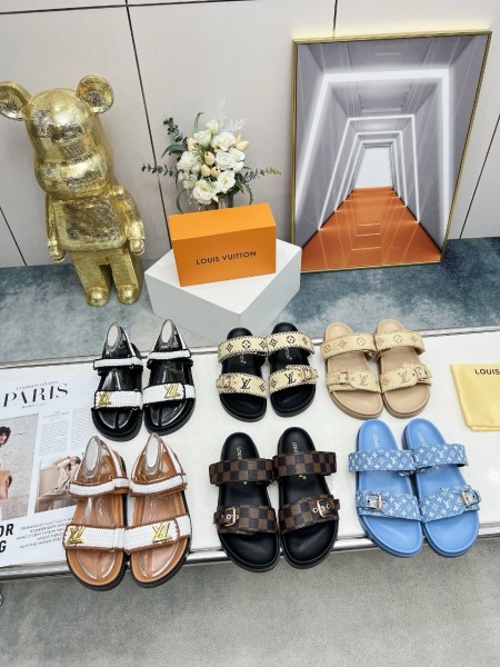 LOUIS VUITTON Sunset Comfort One Strap Sandals Women's Black