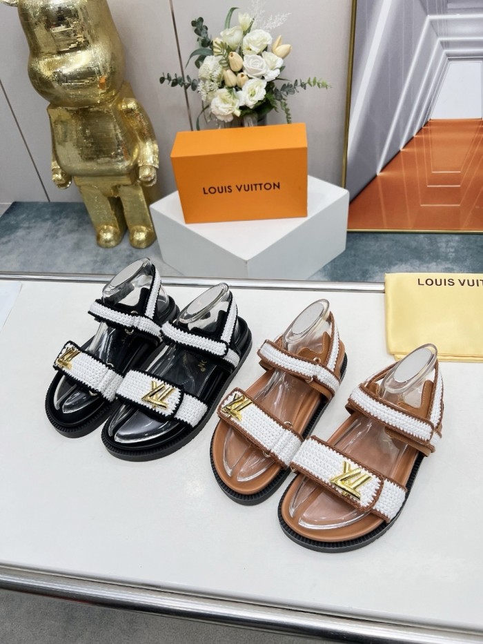 LOUIS VUITTON Sunset Comfort One Strap Sandals Women's Black