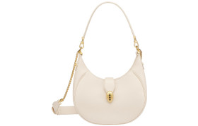 BVLGARI Serpenti Ellipse Cow Leather Shoulder Bag Crossbody Bag Women's Ivory White 291639 size 25.5*5.5*25 cm