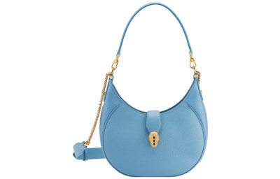 BVLGARI Serpenti Ellipse Cow Leather Handbag Shoulder Bag Crossbody Bag Women's Sapphire Blue 291640 size 25.5*5.5*25 cm