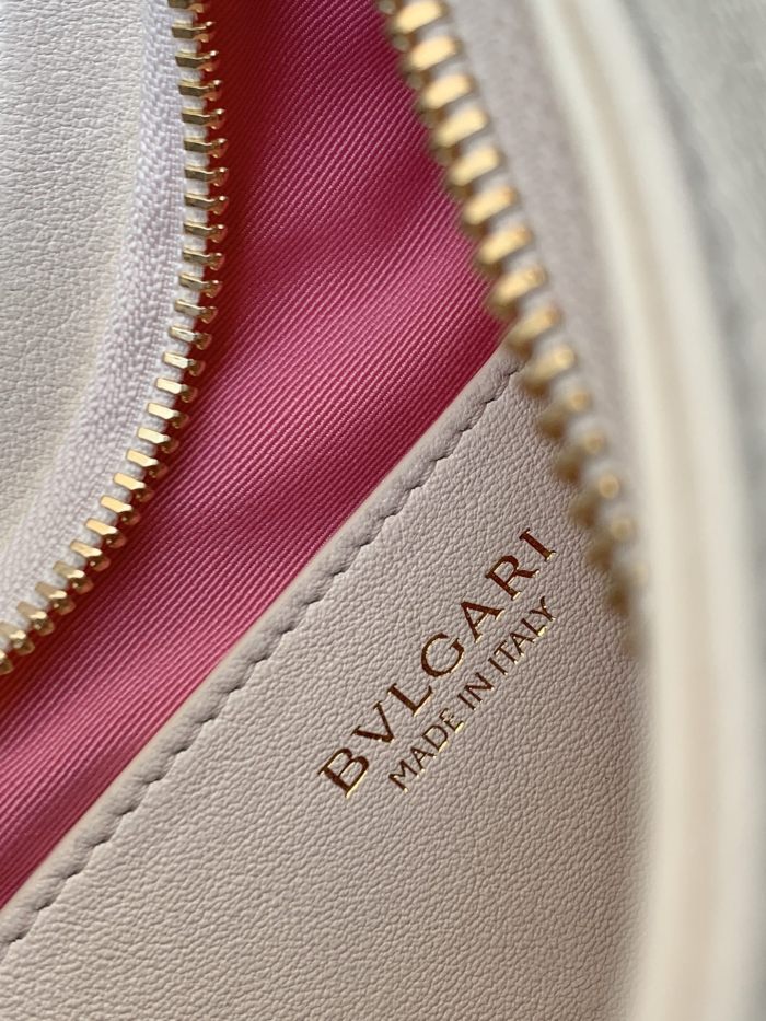 BVLGARI Serpenti Ellipse Cow Leather Shoulder Bag Crossbody Bag Women's Ivory White 291639 size 25.5*5.5*25 cm