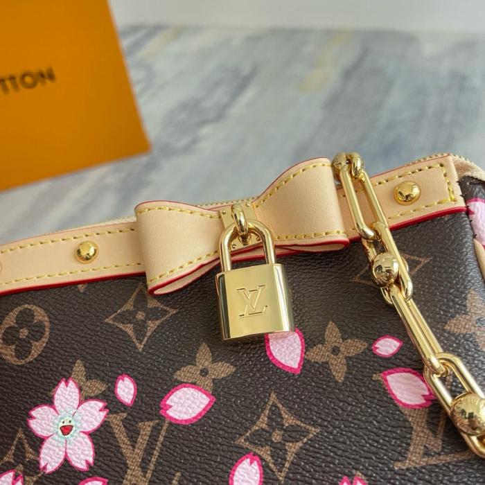 LOUIS VUITTON X Takashi Murakami Cherry Blossom Pochette Accessoires Sakura Brown M13666 size 22*4*13 cm