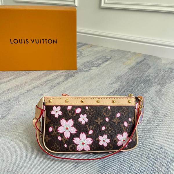 LOUIS VUITTON X Takashi Murakami Cherry Blossom Pochette Accessoires Sakura Brown M13666 size 22*4*13 cm