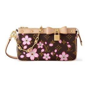 LOUIS VUITTON X Takashi Murakami Cherry Blossom Pochette Accessoires Sakura Brown M13666 size 22*4*13 cm