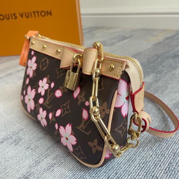 LOUIS VUITTON X Takashi Murakami Cherry Blossom Pochette Accessoires Sakura Brown M13666 size 22*4*13 cm