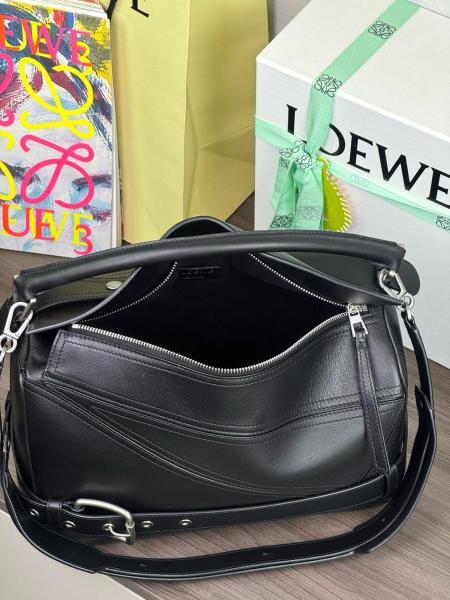 LOEWE Puzzle Calfskin Handbag Large Men's Black B510BP1X01-1100 size 33*14.7*21.5 cm