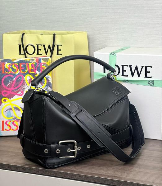 LOEWE Puzzle Calfskin Handbag Large Men's Black B510BP1X01-1100 size 33*14.7*21.5 cm