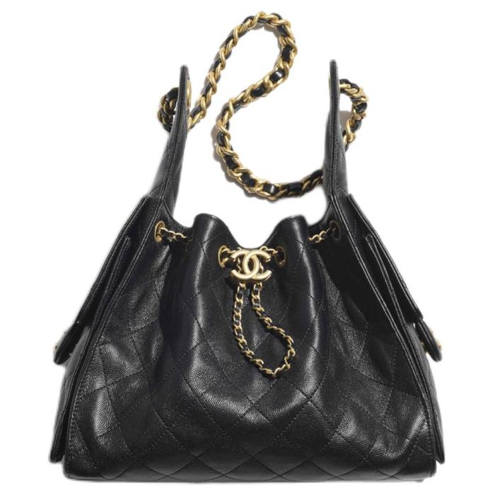 CHANEL 25Bag Grain Calfskin Shoulder Bag Trumpets Women's Black AS5293-B20304-94305 size 30*14*26 cm