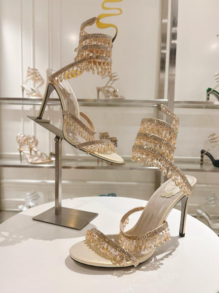 RENE CAOVILLA Chandelier One Strap Sandals Women's Nude