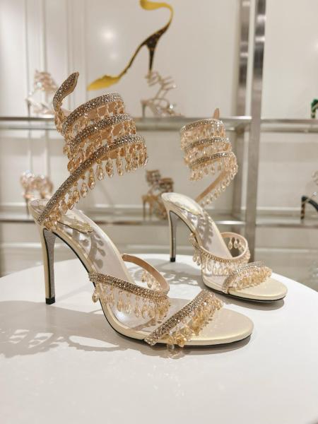 RENE CAOVILLA Chandelier One Strap Sandals Women's Nude