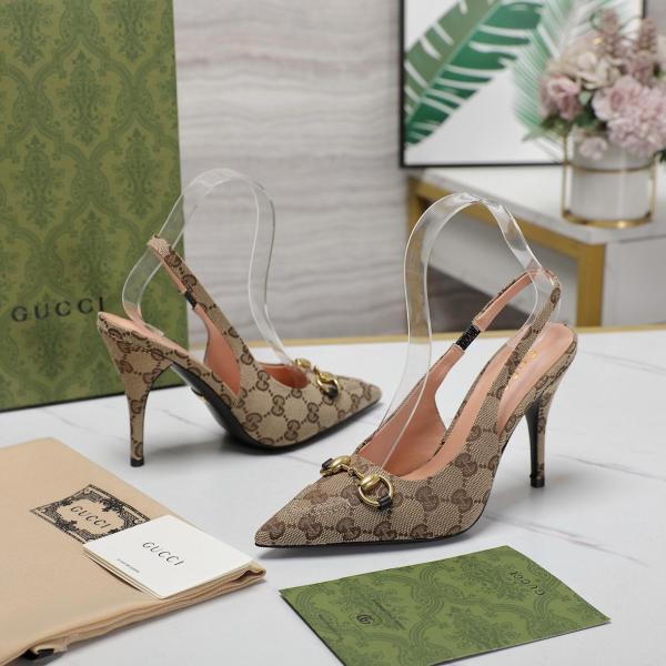 GUCCI Horsebit Slim Heel High Heels 8.5cm Women's Ebony