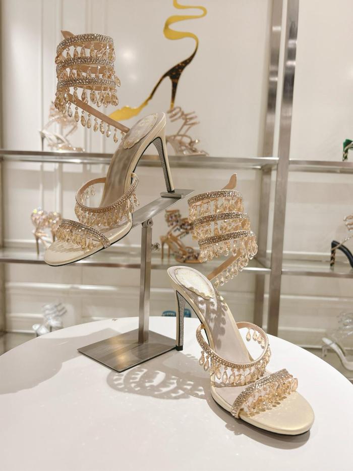 RENE CAOVILLA Chandelier One Strap Sandals Women's Nude