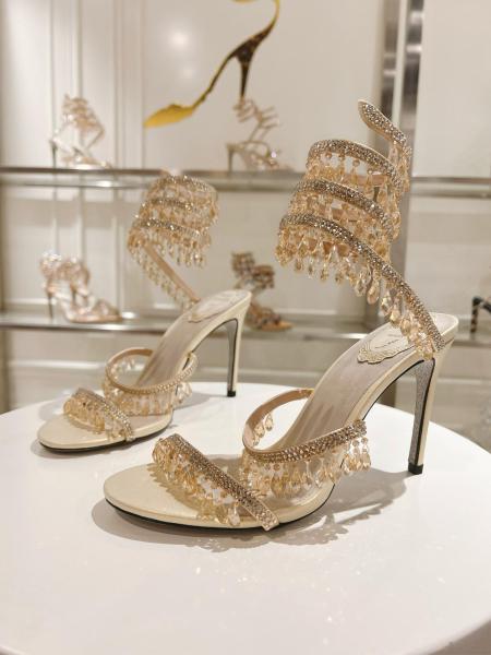 RENE CAOVILLA Chandelier One Strap Sandals Women's Nude