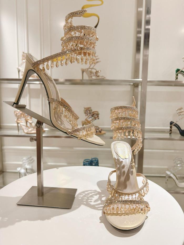 RENE CAOVILLA Chandelier One Strap Sandals Women's Nude