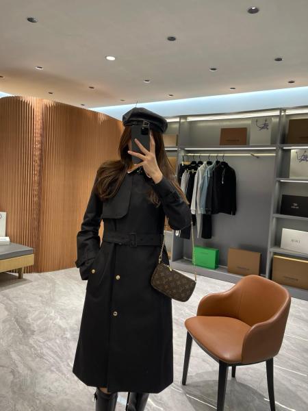 Burberry Check Panel Cotton Trench Coat