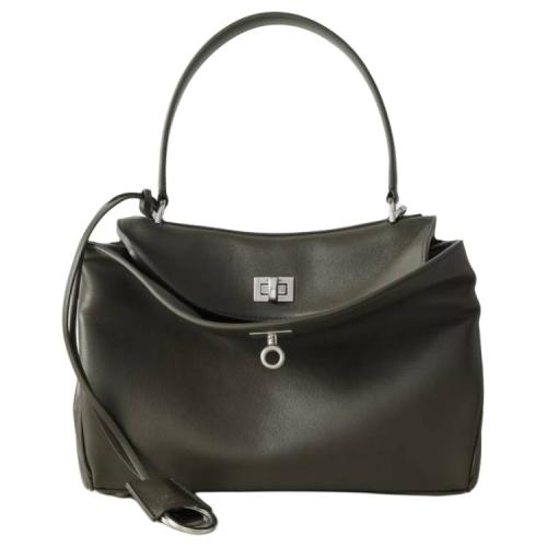 Balenciaga Rodeo Smooth Calf Leather One Shoulder Handbag Trumpets Women's Dark Khaki 7897792AA4U3503 size 26.9*9.9*20 cm