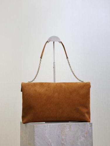 SAINT LAURENT CASSANDRE Suede Handheld Shoulder Bag Extra Large Women's Brown 855802-1U80W-2916 size 35*4.2*22 cm