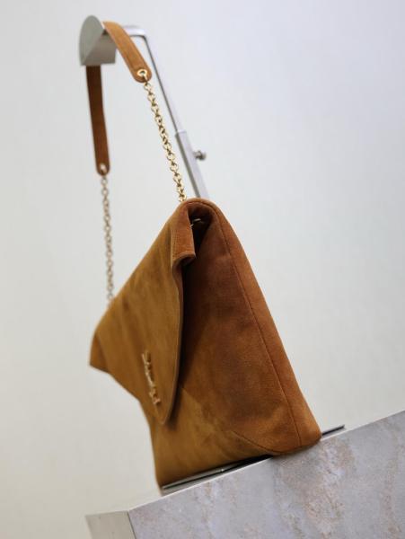 SAINT LAURENT CASSANDRE Suede Handheld Shoulder Bag Extra Large Women's Brown 855802-1U80W-2916 size 35*4.2*22 cm