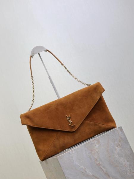 SAINT LAURENT CASSANDRE Suede Handheld Shoulder Bag Extra Large Women's Brown 855802-1U80W-2916 size 35*4.2*22 cm