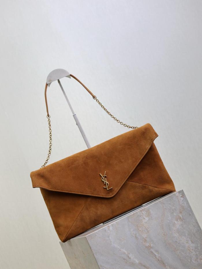 SAINT LAURENT CASSANDRE Suede Handheld Shoulder Bag Extra Large Women's Brown 855802-1U80W-2916 size 35*4.2*22 cm