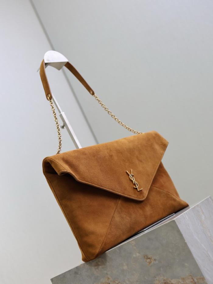 SAINT LAURENT CASSANDRE Suede Handheld Shoulder Bag Extra Large Women's Brown 855802-1U80W-2916 size 35*4.2*22 cm