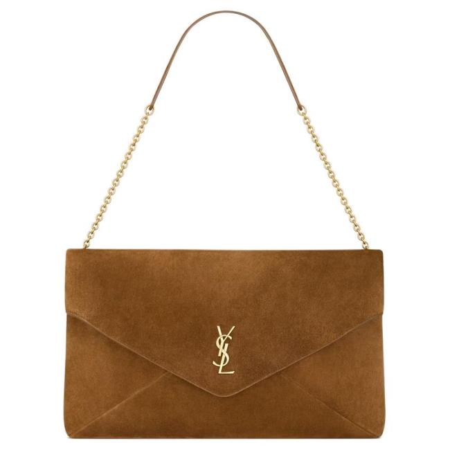 SAINT LAURENT CASSANDRE Suede Handheld Shoulder Bag Extra Large Women's Brown 855802-1U80W-2916 size 35*4.2*22 cm