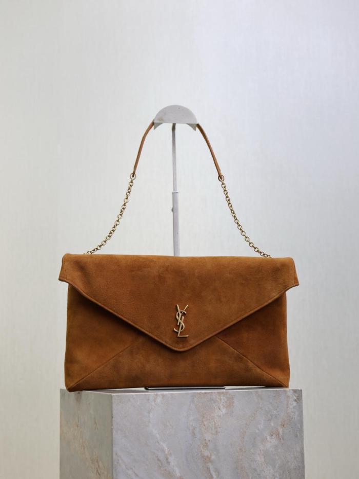 SAINT LAURENT CASSANDRE Suede Handheld Shoulder Bag Extra Large Women's Brown 855802-1U80W-2916 size 35*4.2*22 cm