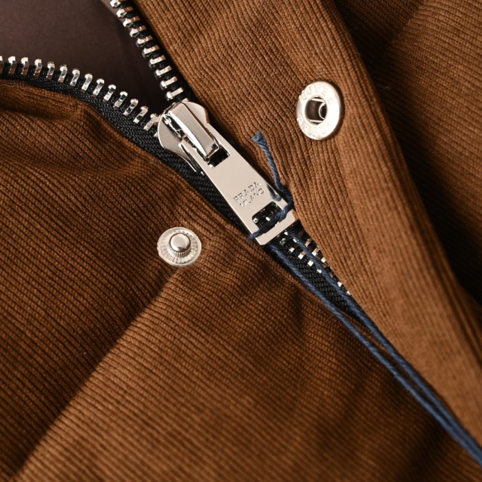 PRADA Puffer Jackets Men's Cocoa Brown Stand Collar Moderate