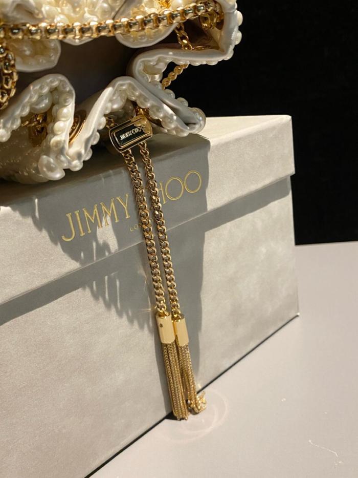 Jimmy Choo Satin Fabric Handbag Mini Women's Ivory