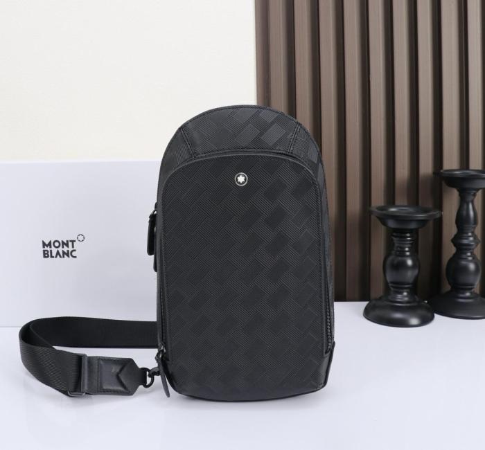 MONTBLANC Full Grain Cow Leather Crossbody Bag, Shoulder Bag Medium Men's Black 129971 size 17*6*29.5 cm