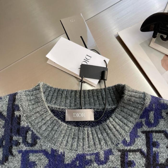 DIOR Sweaters Men's Gray Crew Neck Moderate