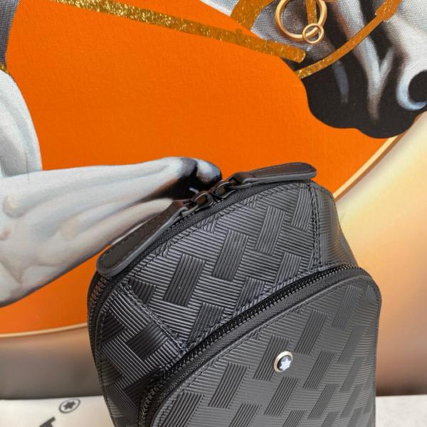 MONTBLANC Full Grain Cow Leather Crossbody Bag, Shoulder Bag Medium Men's Black 129971 size 17*6*29.5 cm