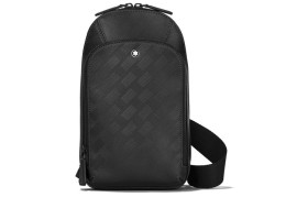 MONTBLANC Full Grain Cow Leather Crossbody Bag, Shoulder Bag Medium Men's Black 129971 size 17*6*29.5 cm
