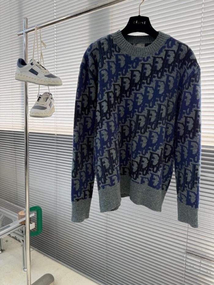 DIOR Sweaters Men's Gray Crew Neck Moderate