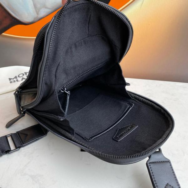 MONTBLANC Full Grain Cow Leather Crossbody Bag, Shoulder Bag Medium Men's Black 129971 size 17*6*29.5 cm