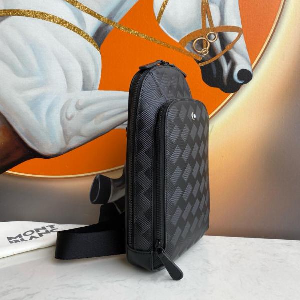 MONTBLANC Full Grain Cow Leather Crossbody Bag, Shoulder Bag Medium Men's Black 129971 size 17*6*29.5 cm