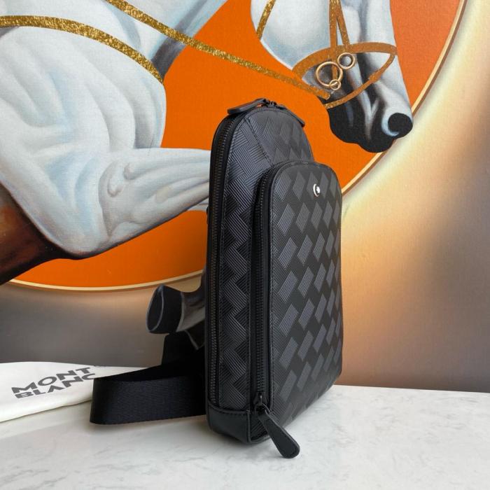 MONTBLANC Full Grain Cow Leather Crossbody Bag, Shoulder Bag Medium Men's Black 129971 size 17*6*29.5 cm