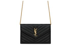 SAINT LAURENT CASSANDRE Sheepskin Handheld Crossbody Bag, Shoulder Bag Small Women's Black 742920-AAA44-1000 size 19*3.5*12.5 cm